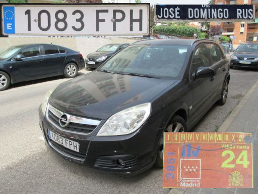Veh&iacute;culos abandonados, verlassene Fahrzeuge, Madrid, Spanien, Opel Signum 1.9 CDTI, Kennzeichen 1083 FPH, Erstzulassung Mai 2007, Calle Jose Domingo Rus / Calle El Provencio, 28043 Madrid im Juli 2026