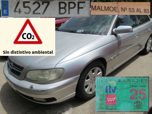 Veh&iacute;culos abandonados, verlassene Fahrzeuge, Madrid, Spanien, Opel Omega 2.2 DTI, Kennzeichen 4527 BPF, Erstzulassung November 2001, Calle Malmoe 53, 28032 Madrid im Juli 2026