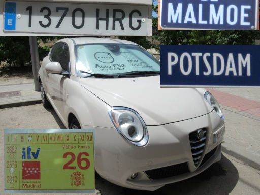Veh&iacute;culos abandonados, verlassene Fahrzeuge, Madrid, Spanien, Alfa Romeo Mito, Kennzeichen 1370 HRG, Erstzulassung Mai 2013, Calle Malmoe / Calle Potsdam, 28032 Madrid im Juli 2026