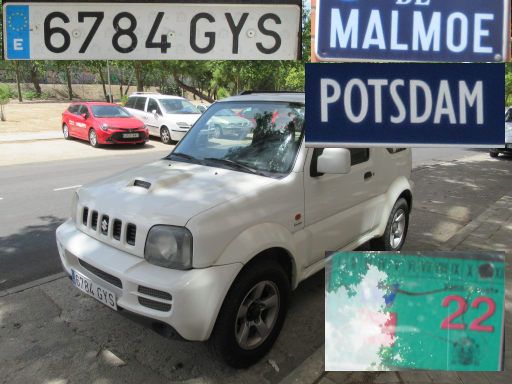 Veh&iacute;culos abandonados, verlassene Fahrzeuge, Madrid, Spanien, Suzuki Jimny, Kennzeichen 6784 GYS, Erstzulassung September 2010, Calle Malmoe / Calle Potsdam, 28032 Madrid im Juli 2026