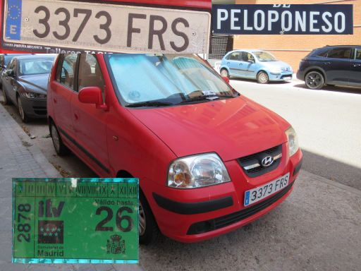 Veh&iacute;culos abandonados, verlassene Fahrzeuge, Madrid, Spanien, Hyundai Atos, Kennzeichen 3373 FRS, Erstzulassung Juni 2007, Calle Peloponeso / Calle Malmoe, 28032 Madrid im Juli 2026