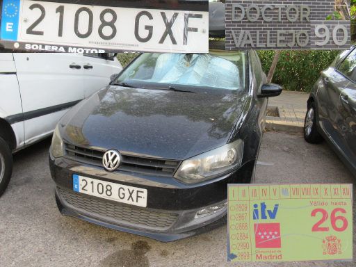 Veh&iacute;culos abandonados, verlassene Fahrzeuge, Madrid, Spanien, Volkswagen Polo TDI, Kennzeichen 2108 GXF, Erstzulassung Juni 2010, Calle Doctor Vallejo 90, 28027 Madrid im Juli 2026