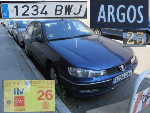 Veh&iacute;culos abandonados, verlassene Fahrzeuge, Madrid, Spanien, Peugeot 406, Kennzeichen 1234 BWJ, Erstzulassung Mai 2002, Calle Argos 23, 28037 Madrid im Juli 2026