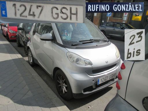 Veh&iacute;culos abandonados, verlassene Fahrzeuge, Madrid, Spanien, Smart fortwo mhd, Kennzeichen 1247 GSH, Erstzulassung Dezember 2009, Calle Rufino Gonzalez 23 bis, 28037 Madrid im Juli 2026