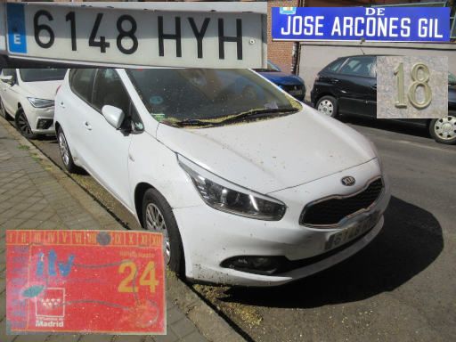 Veh&iacute;culos abandonados, verlassene Fahrzeuge, Madrid, Spanien, Kia Ceed, Kennzeichen 6148 HYH, Erstzulassung Juli 2014, Calle Jose Arcones Gil 18, 28017 Madrid im Juli 2026