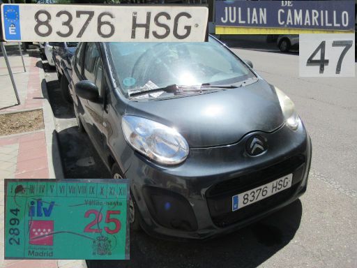 Veh&iacute;culos abandonados, verlassene Fahrzeuge, Madrid, Spanien, Citoen C1, Kennzeichen 8376 HSG, Erstzulassung Juli 2013, Calle Julian Camarillo 47, 28037 Madrid im Juli 2026