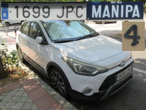 Veh&iacute;culos abandonados, verlassene Fahrzeuge, Madrid, Spanien, Hyundai i20 Active, Kennzeichen 1699 JPC, Erstzulassung Mai 2016, Calle Manipa 4, 28027 Madrid im Juli 2026