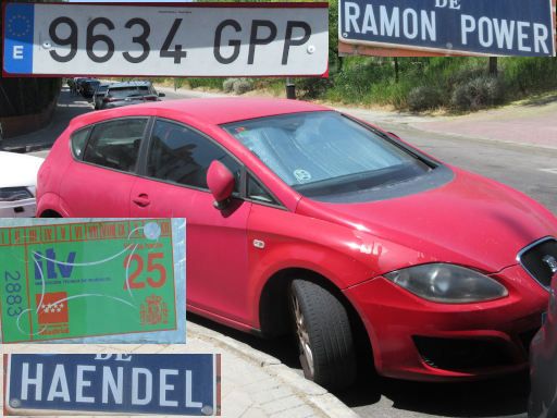 Veh&iacute;culos abandonados, verlassene Fahrzeuge, Madrid, Spanien, Seat Leon, Kennzeichen 9634 GPP, Erstzulassung September 2009, Calle Ramon Power 68 / Calle Haendel, 28043 Madrid im Juli 2026