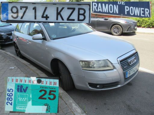Veh&iacute;culos abandonados, verlassene Fahrzeuge, Madrid, Spanien, Audi A6, Kennzeichen 9714 KZB, Erstzulassung Juli 2019, Calle Ramon Power 68 / Calle Haendel, 28043 Madrid im Juli 2026
