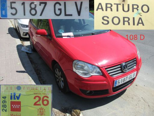 Veh&iacute;culos abandonados, verlassene Fahrzeuge, Madrid, Spanien, Volkswagen Polo 1.4, Kennzeichen 5187 GLV, Erstzulassung April 2009, Calle Arturo Soria 108 D, 28027 Madrid im Juli 2026