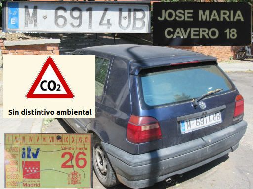 Veh&iacute;culos abandonados, verlassene Fahrzeuge, Madrid, Spanien, Volkswagen Golf TDI, Kennzeichen M 6914 UB, Erstzulassung November 1996, Calle Jose Maria Cavero 18, 28027 Madrid im Juli 2026