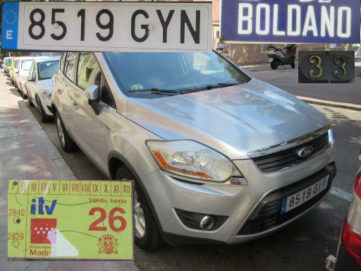 Veh&iacute;culos abandonados, verlassene Fahrzeuge, Madrid, Spanien, Ford Kuga TDCi, Kennzeichen 8519 GYN, Erstzulassung September 2010, Calle Bolando 33, 28027 Madrid im Juli 2026