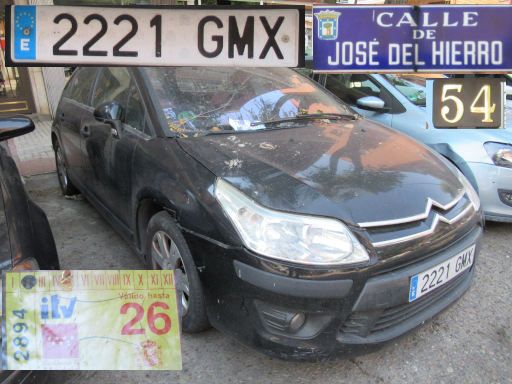 Veh&iacute;culos abandonados, verlassene Fahrzeuge, Madrid, Spanien, Citro&euml;n C4, Kennzeichen 2221 GMX, Erstzulassung Juni 2009, Calle Jose del Hierro 54, 28027 Madrid im Juli 2026