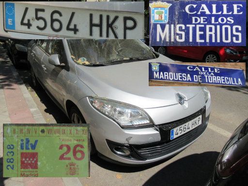 Veh&iacute;culos abandonados, verlassene Fahrzeuge, Madrid, Spanien, Renault Megane dCi, Kennzeichen 4564 HKP, Erstzulassung Juni 2012, Calle Misterios / Calle Marquesa de Torrecilla, 28027 Madrid im Juli 2026