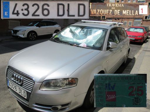 Veh&iacute;culos abandonados, verlassene Fahrzeuge, Madrid, Spanien, Audi A4 2.0 TDI, Kennzeichen 4326 DLD, Erstzulassung Januar 2005, Travesia Vazquez de Mella 1, 28017 Madrid im Juli 2026