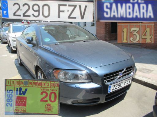 Veh&iacute;culos abandonados, verlassene Fahrzeuge, Madrid, Spanien, Volvo C70 T5, Kennzeichen 2290 FZV, Erstzulassung Februar 2008, Calle Sambara 134, 28027 Madrid im Juli 2026