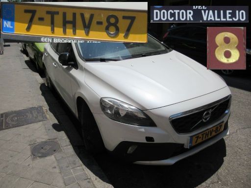 Veh&iacute;culos abandonados, verlassene Fahrzeuge, Madrid, Spanien, Volvo V40 D2, Kennzeichen Niederlande 7-THV-87, Erstzulassung unbekannt, Calle Doctor Vallejo 8, 28027 Madrid im Juli 2026
