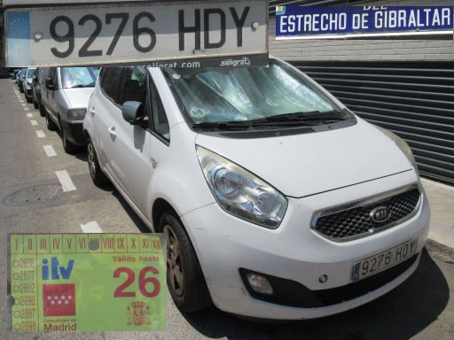 Veh&iacute;culos abandonados, verlassene Fahrzeuge, Madrid, Spanien, Kia Venga eco dynamics, Kennzeichen 9276 HDY, Erstzulassung Juni 2011, Calle Estrecho de Gibraltar 3, 28027 Madrid im Juli 2026
