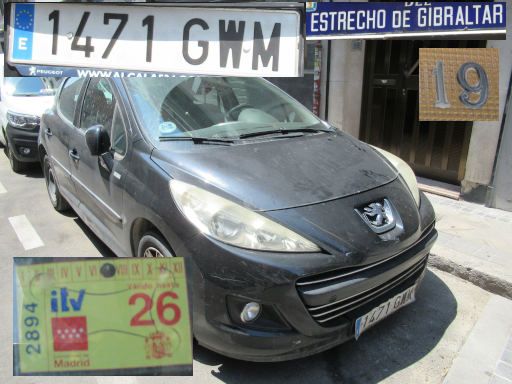 Veh&iacute;culos abandonados, verlassene Fahrzeuge, Madrid, Spanien, Peugeot 207, Kennzeichen 1471 GWM, Erstzulassung Mai 2010, Calle Estrecho de Gibraltar 19, 28027 Madrid im Juli 2026