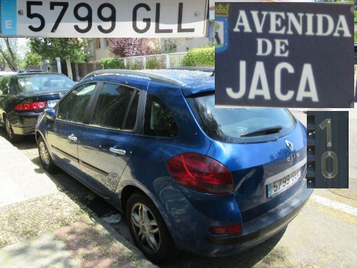 Veh&iacute;culos abandonados, verlassene Fahrzeuge, Madrid, Spanien, Renault Clio, Kennzeichen 5799 GLL, Erstzulassung M&auml;rz 2009, Avenida de Jaca 10, 28022 Madrid im Juli 2026