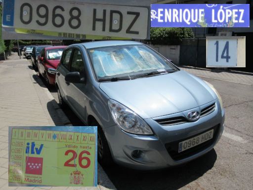 Veh&iacute;culos abandonados, verlassene Fahrzeuge, Madrid, Spanien, Hyundai i20, Kennzeichen 0968 HDZ, Erstzulassung Juni 2011, Calle Enrique Lopez 14, 28022 Madrid im Juli 2026