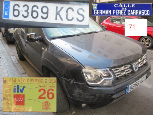 Veh&iacute;culos abandonados, verlassene Fahrzeuge, Madrid, Spanien, Dacia Duster, Kennzeichen 6369 KCS, Erstzulassung September 2017, Calle German Perez Carrasco 71, 28027 Madrid im Juli 2026