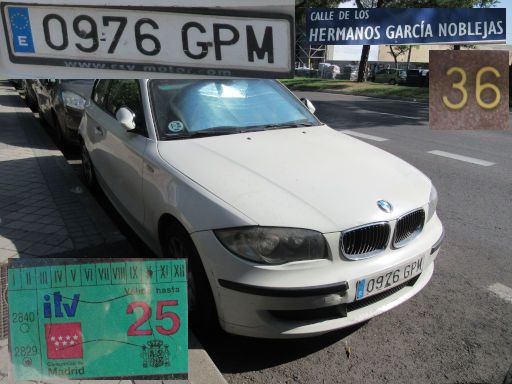 Veh&iacute;culos abandonados, verlassene Fahrzeuge, Madrid, Spanien, BMW 116 d, Kennzeichen 0976 GPM, Erstzulassung September 2009, Calle Hermanos Garcia Noblejas 36, 28037 Madrid im Juli 2026
