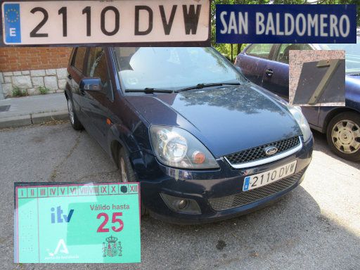 Veh&iacute;culos abandonados, verlassene Fahrzeuge, Madrid, Spanien, Ford Fiesta, Kennzeichen 2110 DVW, Erstzulassung Januar 2005, Calle San Baldomero 7, 28017 Madrid im Juli 2026