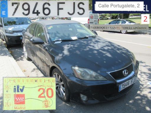Veh&iacute;culos abandonados, verlassene Fahrzeuge, Madrid, Spanien, Lexus IS 250, Kennzeichen 7946 FJS, Erstzulassung Dezember 2006, Calle Portugalete 2, 28017 Madrid im Juli 2026
