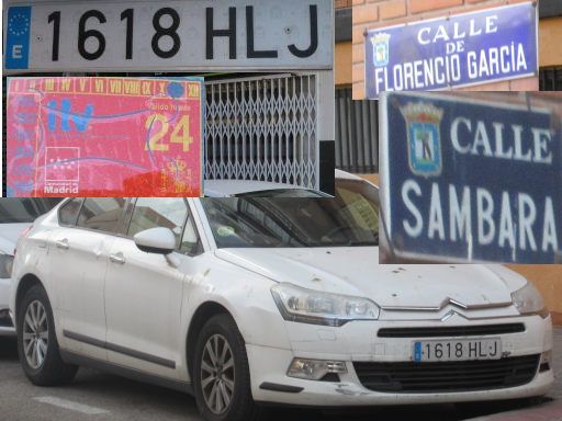Vehículos abandonados, verlassene Fahrzeuge, Madrid, Spanien, Citroen C5, Kennzeichen 1618 HLJ , Erstzulassung Juli 2012, Calle Florencia Garcia / Calle Sambara, 28027 Madrid im Juni 2025