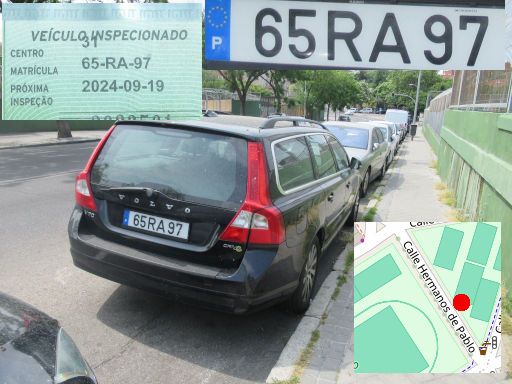 Vehículos abandonados, verlassene Fahrzeuge, Madrid, Spanien, Volvo V70 Drive, Kennzeichen Portugal 65 RA 97, Erstzulassung unbekannt, Calle Hermanos de Pablo 48, 28027 Madrid im Juni 2025