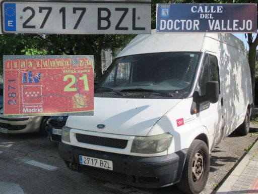 Vehículos abandonados, verlassene Fahrzeuge, Madrid, Spanien, Ford Transit, Kennzeichen 2717 BZL, Erstzulassung September 2002, Calle Doctor Vallejo, 28027 Madrid im Juni 2025