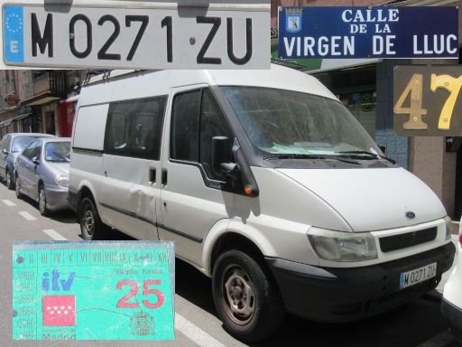 Vehículos abandonados, verlassene Fahrzeuge, Madrid, Spanien, Ford Transit, Kennzeichen M 0271 ZU, Erstzulassung November 2000, Calle Virgen de Lluc 47, 28027 Madrid im Juni 2025