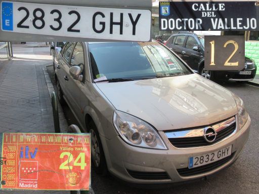 Vehículos abandonados, verlassene Fahrzeuge, Madrid, Spanien, Opel Vectra 1.9 CDTI, Kennzeichen 2832 GHY, Erstzulassung Oktober 2008, Calle Doctor Vallejo 12, 28027 Madrid im Juni 2025