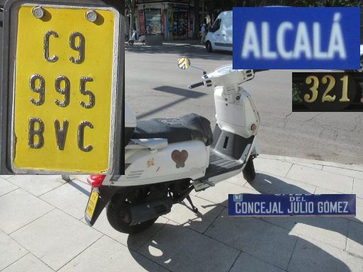 Veh&iacute;culos abandonados, verlassene Fahrzeuge, Madrid, Spanien, Mofa, Kennzeichen C 9995 BVC, Erstzulassung April 2002, Calle Alcala 321, 28027 Madrid im Juni 2026