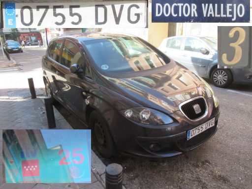 Veh&iacute;culos abandonados, verlassene Fahrzeuge, Madrid, Spanien, Seat Toledo, Kennzeichen 0755 DVG, Erstzulassung Januar 2005, Calle Doctor Vallejo 3, 28027 Madrid im Juni 2026