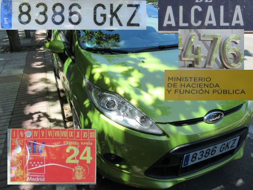 Veh&iacute;culos abandonados, verlassene Fahrzeuge, Madrid, Spanien, Ford Fiesta, Kennzeichen 8386 GKZ, Erstzulassung Februar 2009, Calle Alcala 488, 28027 Madrid im Juni 2026