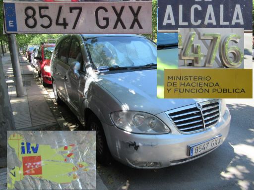 Veh&iacute;culos abandonados, verlassene Fahrzeuge, Madrid, Spanien, SsangYong Rodius, Kennzeichen 8547 GXX, Erstzulassung Juli 2010, Calle Alcala 488, 28027 Madrid im Juni 2026