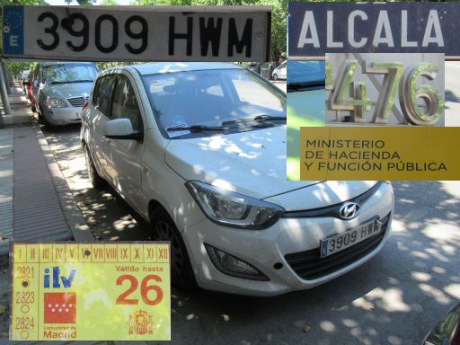 Veh&iacute;culos abandonados, verlassene Fahrzeuge, Madrid, Spanien, Hyundai i20, Kennzeichen 3909 HWM, Erstzulassung Mai 2014, Calle Alcala 488, 28027 Madrid im Juni 2026