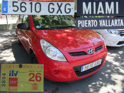 Veh&iacute;culos abandonados, verlassene Fahrzeuge, Madrid, Spanien, Hyundai i20, Kennzeichen 5610 GXG, Erstzulassung Juni 2010, Calle Miami / Calle Puerto Vallarta, 28027 Madrid im Juni 2026