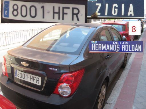 Veh&iacute;culos abandonados, verlassene Fahrzeuge, Madrid, Spanien, Chevrolet Aveo, Kennzeichen 8001 HFR, Erstzulassung Juli 2011, Calle Zigia 8, 28027 Madrid im Juni 2026