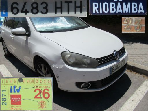 Veh&iacute;culos abandonados, verlassene Fahrzeuge, Madrid, Spanien, Volkswagen Golf TDI, Kennzeichen 6483 HTH, Erstzulassung Oktober 2013, Calle Riobamba 23, 28027 Madrid im Juni 2026