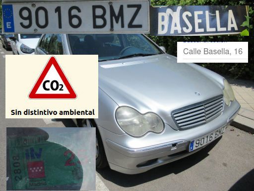 Veh&iacute;culos abandonados, verlassene Fahrzeuge, Madrid, Spanien, Mercedes-Benz C220 CDI, Kennzeichen 9016 BMZ, Erstzulassung September 2001, Calle Basella 16, 28042 Madrid im Juni 2026