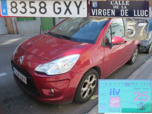 Veh&iacute;culos abandonados, verlassene Fahrzeuge, Madrid, Spanien, Citro&euml;n C3, Kennzeichen 8358 GXY, Erstzulassung Juli 2010, Calle Virgen de Lluc 57, 28027 Madrid im Juni 2026