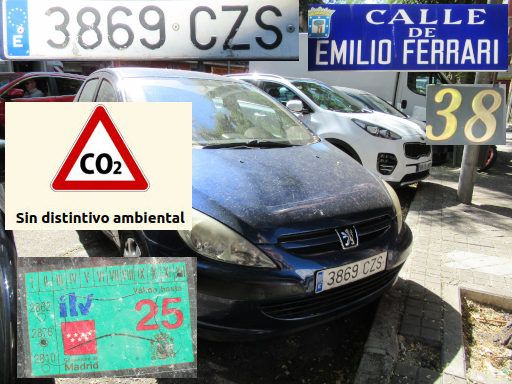 Veh&iacute;culos abandonados, verlassene Fahrzeuge, Madrid, Spanien, Peugeot 307 HDI, Kennzeichen 3869 CZS, Erstzulassung September 2004, Calle Emilio Ferrari 38, 28017 Madrid im Juni 2026