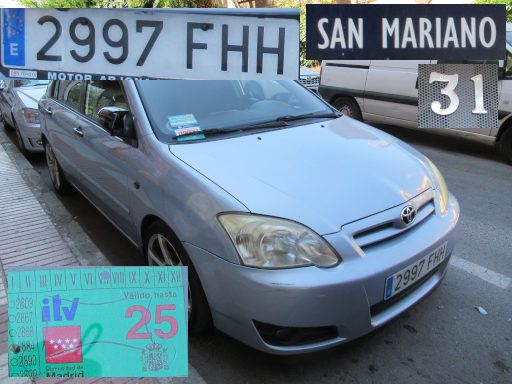Veh&iacute;culos abandonados, verlassene Fahrzeuge, Madrid, Spanien, Toyota Corolla D4D, Kennzeichen 2997 FHH, Erstzulassung November 2006, Calle San Mariano 31, 28022 Madrid im Juni 2026