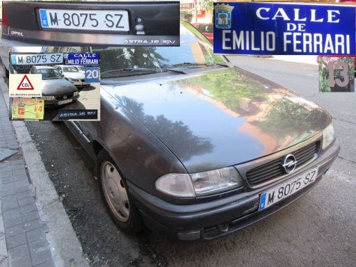 Veh&iacute;culos abandonados, verlassene Fahrzeuge, Madrid, Spanien, Opel Astra 1.6 16V, Kennzeichen M 8075 SZ, Erstzulassung November 1995, Calle Emilio Ferrari 13, 28017 Madrid im Juli 2026