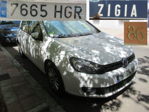 Veh&iacute;culos abandonados, verlassene Fahrzeuge, Madrid, Spanien, Volkswagen Golf TDI, Kennzeichen 7665 HGR, Erstzulassung Oktober 2011, Calle Zigia 86, 28027 Madrid im Juni 2026