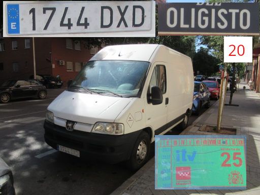 Veh&iacute;culos abandonados, verlassene Fahrzeuge, Madrid, Spanien, Peugeot Boxer, Kennzeichen 1744 DXD, Erstzulassung Januar 2005, Calle Oligisto 20, 28041 Madrid im Juni 2026