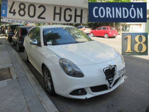 Veh&iacute;culos abandonados, verlassene Fahrzeuge, Madrid, Spanien, Alfa Romeo Guilietta, Kennzeichen 4802 HGH, Erstzulassung September 2011, Calle Corindon 18, 28041 Madrid im Juni 2026
